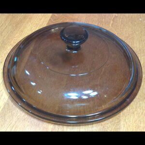 Pyrex Corning Visions V-1.5-C B Amber Brown Round Glass Replacement Lid 7-1/4"